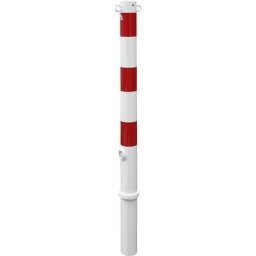 Potelet de délimitation, Ø 76 mm, blanc / rouge, amovible, avec 2 œillets