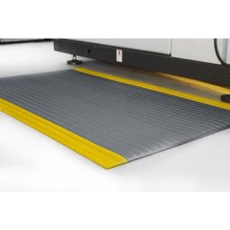 Tapis anti-fatigue Orthomat® Ribbed, L x l 900 x 600 mm, lot de 3, gris avec bandes de sécurité