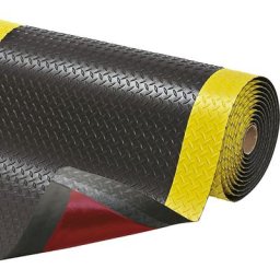 NOTRAX Tapis anti-fatigue Cushion Trax®, prix au m, PVC, noir / jaune, largeur 1220 mm