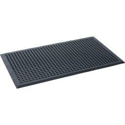 Tapis de poste de travail perforé Worksafe, caoutchouc naturel, noir