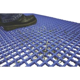 Tapis anti-fatigue en vinyle, COBAmat®, mailles simples, au mètre, dimensions des mailles 22 x 22 mm, bleu