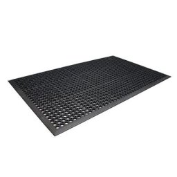 Tapis en caoutchouc perforé Rampmat, L x l x h 1500 x 900 x 12 mm, caoutchouc noir