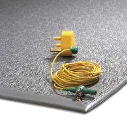 Tapis anti-fatigue COBAstat, conducteur, avec câble de mise à la terre, PVC gris, L x l 18300 x 900 mm
