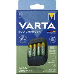 VARTA Chargeur ECO CHARGER, avec 4 piles rechargeables AA (2100 mAh), à partir de 4 pièces