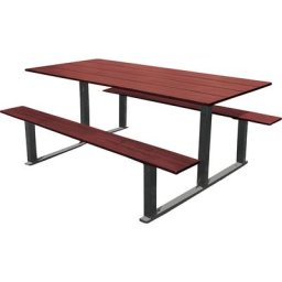 PROCITY Ensemble bancs et table RIGA, longueur 1500 mm, gris / acajou