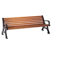 Banc en bois massif, avec accoudoirs, lattes en méranti