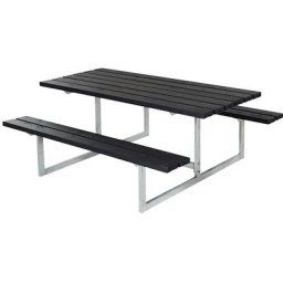 Ensemble bancs et table, pour 6 personnes, sans dossier, noir
