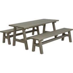 Kit banc et table, table, 2 bancs, façon Teak, L x l x h table 1770 x 750 x 720 mm