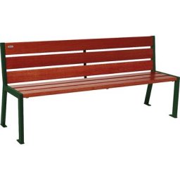 PROCITY Banc SILAOS® en bois, avec dossier, longueur 1800 mm, vert mousse RAL 6005, acajou