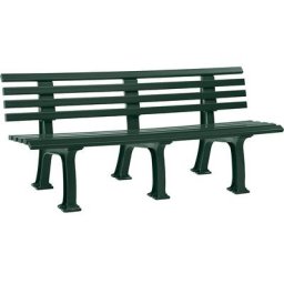 Banc d'extérieur en plastique, à 9 lames, largeur 2000 mm, vert mousse