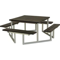 Ensemble banc et table pour 8 personnes, plastique recyclé, noir