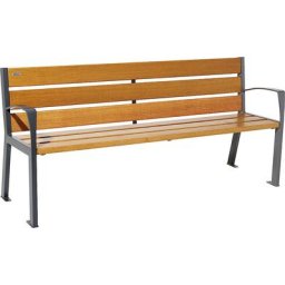 PROCITY Banc en bois SILAOS® avec dossier, hauteur 866 mm, longueur 1800 mm, noir graphite, façon chêne clair