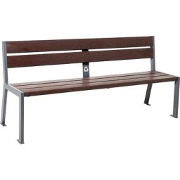 PROCITY Banc SILAOS® en plastique recyclé, avec dossier, noir graphite, marron, 5 lames d'assise et de dossier