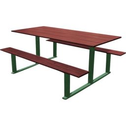 PROCITY Ensemble bancs et table RIGA, longueur 1500 mm, vert / acajou