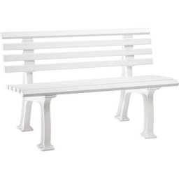 Banc d'extérieur en plastique, à 9 lames, largeur 1200 mm, blanc