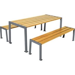 PROCITY Ensemble table et bancs Silaos®, longueur 1800 mm, gris / chêne clair