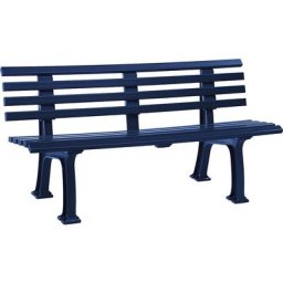 Banc d'extérieur en plastique, à 9 lames, largeur 1500 mm, bleu acier