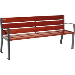 PROCITY Banc en bois SILAOS® avec dossier, hauteur 866 mm, longueur 1800 mm, noir graphite, acajou