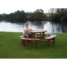 Ensemble bancs et table rond, Ø table 1100 mm, brun miel
