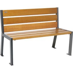 PROCITY Banc SILAOS® en bois, avec dossier, longueur 1200 mm, noir graphite, façon chêne clair