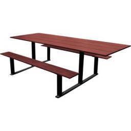 PROCITY Ensemble bancs et table RIGA, longueur 2000 mm, gris / acajou