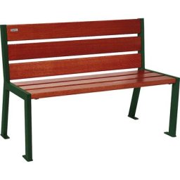 PROCITY Banc SILAOS® en bois, avec dossier, longueur 1200 mm, vert mousse RAL 6005, acajou
