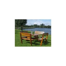 Ensemble bancs et table avec dossier, L x p h.t. 2200 x 2200 mm, marron