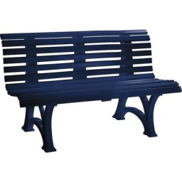 Banc d'extérieur en plastique, à 13 lames, largeur 1500 mm, bleu acier