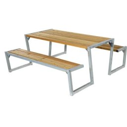 Ensemble bancs et table, longueur 1760 mm, sans dossier, coloris naturel
