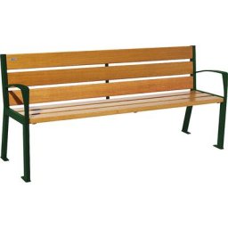 PROCITY Banc en bois SILAOS® avec dossier, hauteur 866 mm, longueur 1800 mm, vert mousse, façon chêne clair