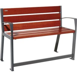 PROCITY Banc SILAOS® en bois, avec dossier, pour personnes âgées, longueur 1200 mm, noir graphite, acajou