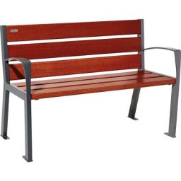PROCITY Banc en bois SILAOS® avec dossier, hauteur 866 mm, longueur 1200 mm, noir graphite, acajou