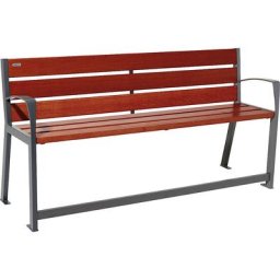 PROCITY Banc SILAOS® en bois, avec dossier, pour personnes âgées, longueur 1800 mm, noir graphite, acajou