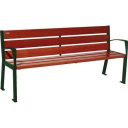 PROCITY Banc en bois SILAOS® avec dossier, hauteur 866 mm, longueur 1800 mm, vert mousse, acajou