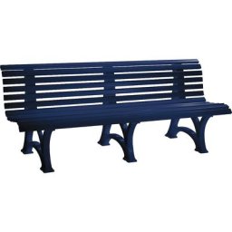 Banc d'extérieur en plastique, à 13 lames, largeur 2000 mm, bleu acier