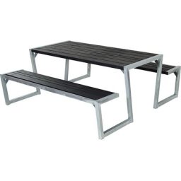 Ensemble bancs et table, longueur 1760 mm, sans dossier, noir