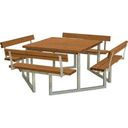 Ensemble banc et table pour 8 personnes, bois de conifères certifié, teck, avec dossier