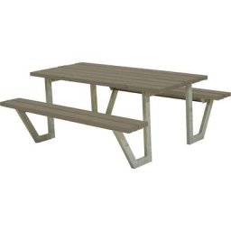 Ensemble banc et table pour 6 personnes, bois de conifères certifié, brun gris