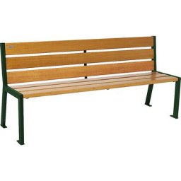 PROCITY Banc SILAOS® en bois, avec dossier, longueur 1800 mm, vert mousse RAL 6005, façon chêne clair