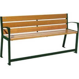 PROCITY Banc SILAOS® en bois, avec dossier, pour personnes âgées, longueur 1800 mm, vert mousse, façon chêne clair