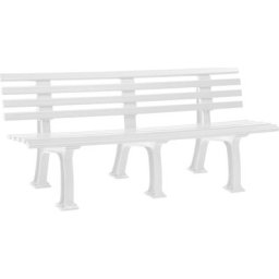 Banc d'extérieur en plastique, à 9 lames, largeur 2000 mm, blanc