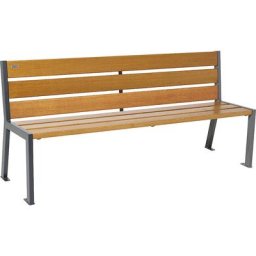 PROCITY Banc SILAOS® en bois, avec dossier, longueur 1800 mm, noir graphite, façon chêne clair