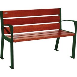 PROCITY Banc en bois SILAOS® avec dossier, hauteur 866 mm, longueur 1200 mm, vert mousse, acajou