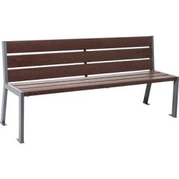 PROCITY Banc SILAOS® en plastique recyclé, avec dossier, noir graphite, marron, 6 lames d'assise et de dossier