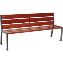PROCITY Banc SILAOS® en bois, avec dossier, longueur 1800 mm, noir graphite, acajou