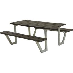 Ensemble banc et table pour 6 personnes, plastique recyclé, noir