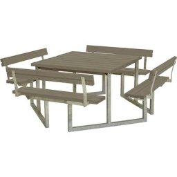 Ensemble banc et table pour 8 personnes, bois de conifères certifié, brun gris, avec dossier