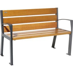 PROCITY Banc en bois SILAOS® avec dossier, hauteur 866 mm, longueur 1200 mm, noir graphite, façon chêne clair