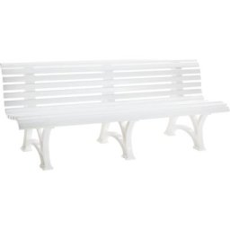 Banc d'extérieur en plastique, à 13 lames, largeur 2000 mm, blanc