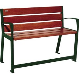 PROCITY Banc SILAOS® en bois, avec dossier, pour personnes âgées, longueur 1200 mm, vert mousse, acajou